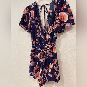 Purple Floral Romper. Size XS